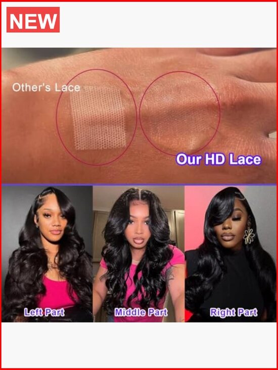13x6 HD Lace Front Wig Human Hair 200 Density Body Wave Pre Plucked main image 4